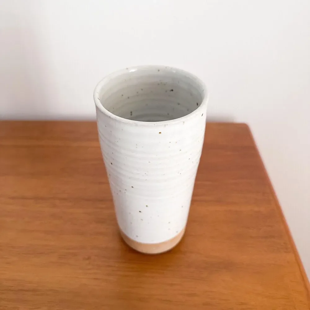 Sage Valley Pottery Speckled White Stoneware Vase Handmade Artisan Ceramic